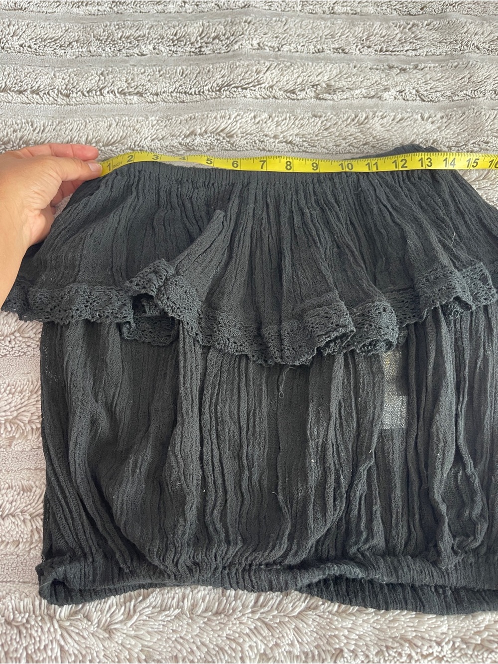 Jen's Pirate Booty Black gauze Ruffle tube Top - Picture 6 of 8
